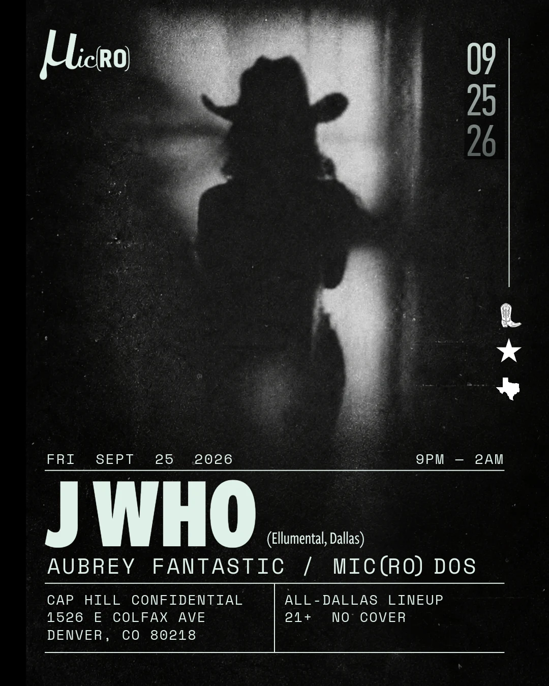 Mic(RO) Confidential: JWho event artwork